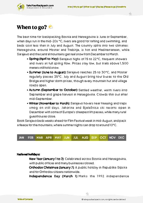 example page 3 from our offline Travel Guide for Bosnia and Herzegovina